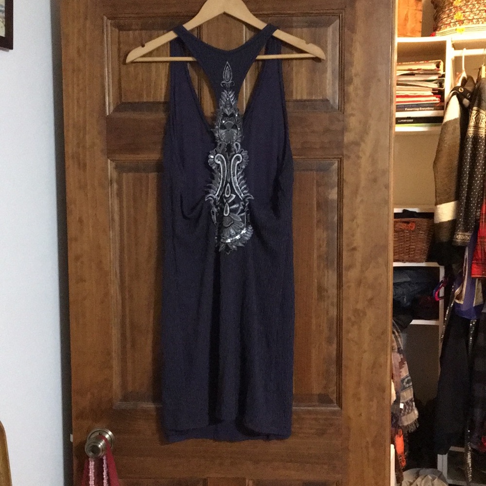 Free People Navy Blue Embellished Midi Dress - Picture 3 of 6